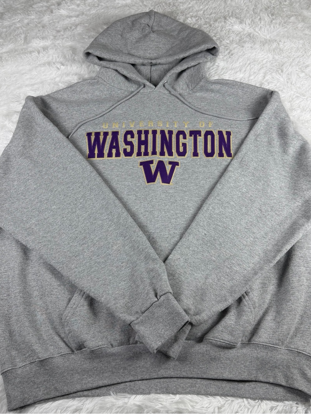 Champion Gray University of Washington Hoodie with Purple & Gold Logo vintage